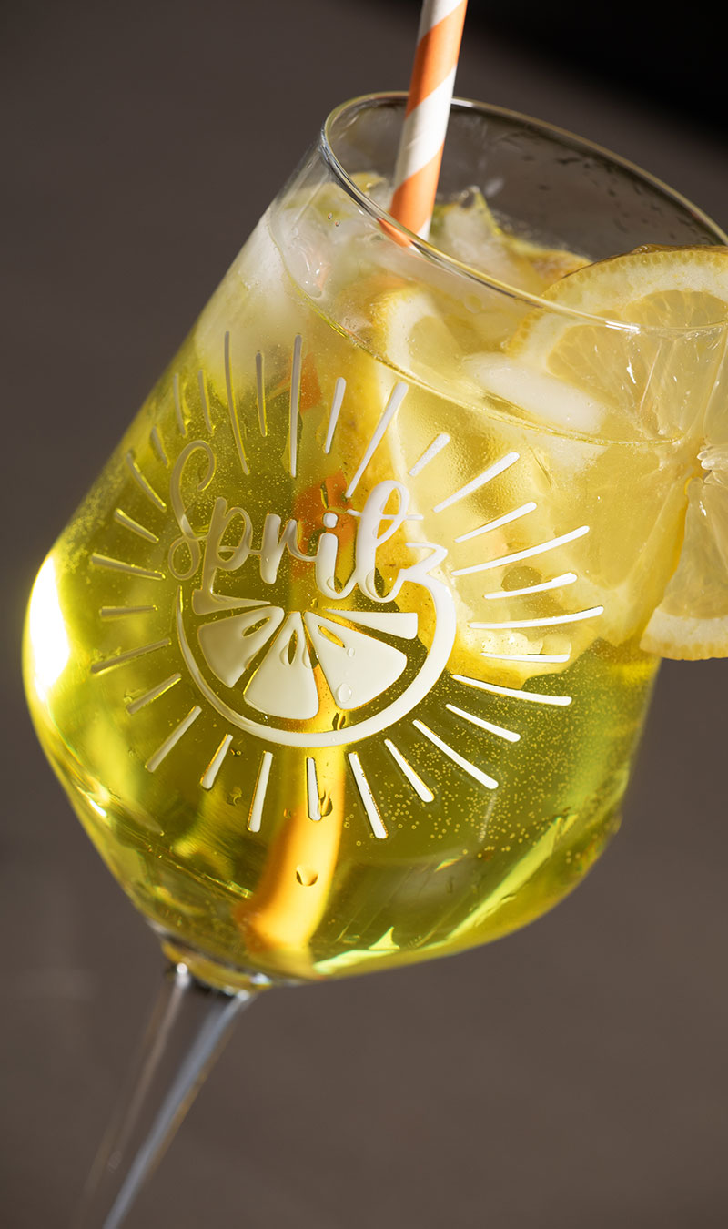 Weinglas Electra mit Dekor "Spritz"