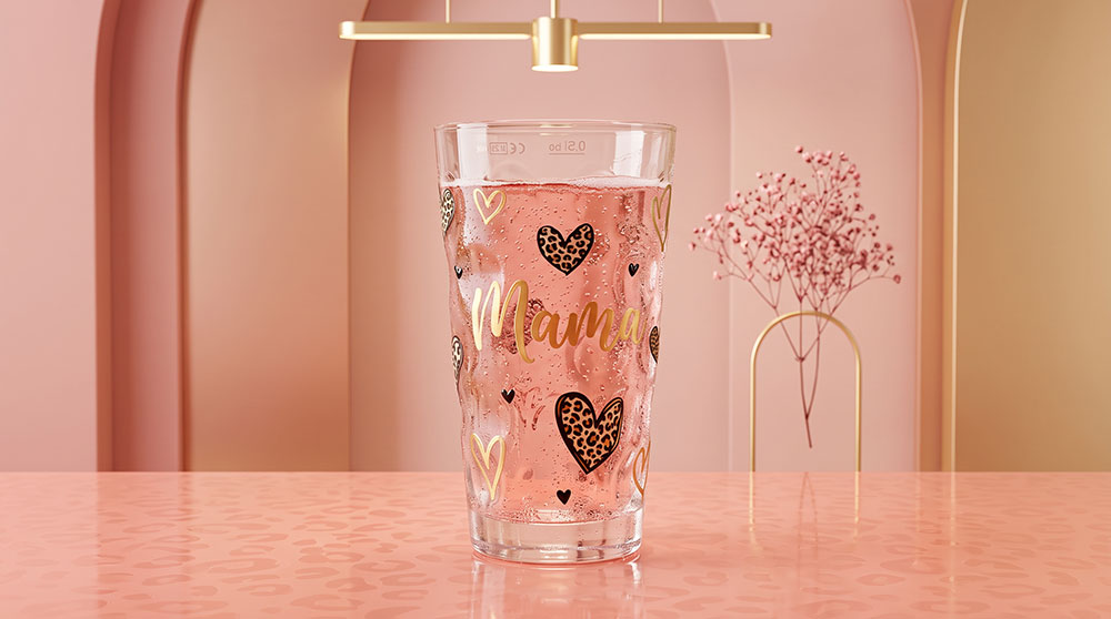 Dubbeglas mit Aufdruck Mama