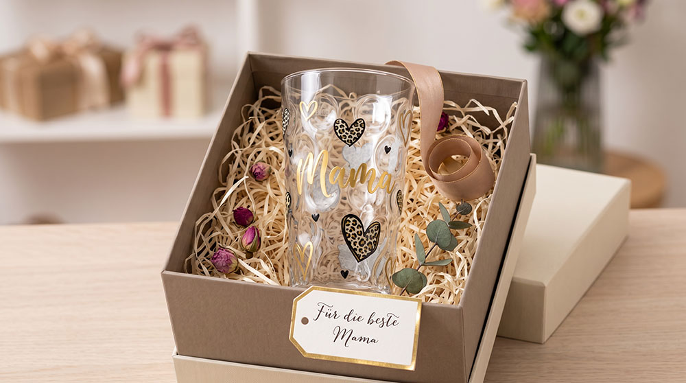 Dubbeglas mit Aufdruck Mama