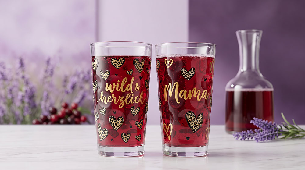 Dubbeglas mit Aufdruck wild & herzlich