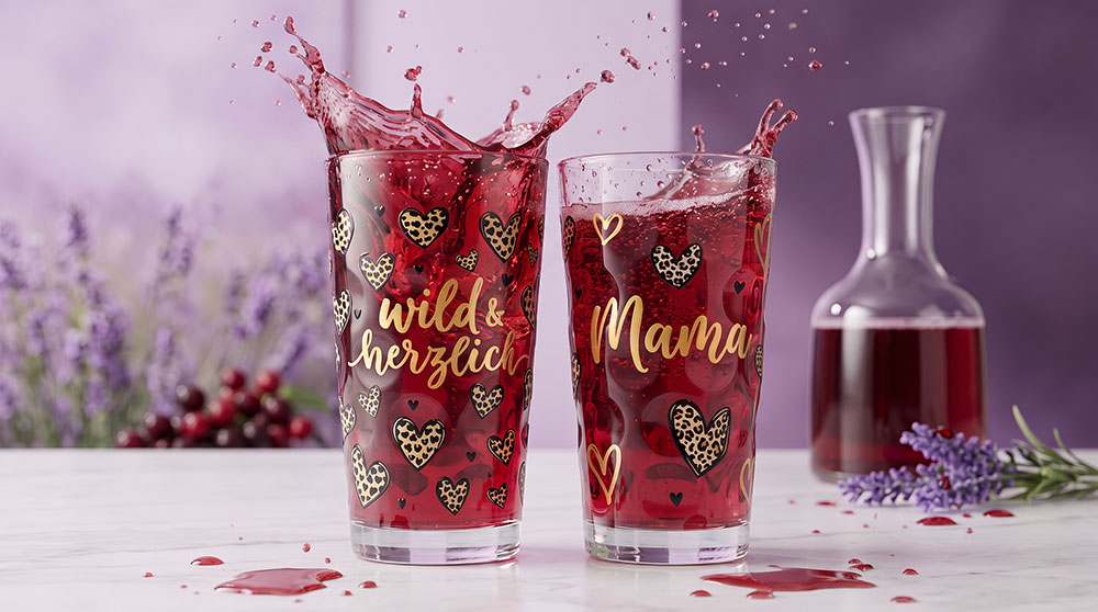 Dubbeglas mit Aufdruck wild & herzlich