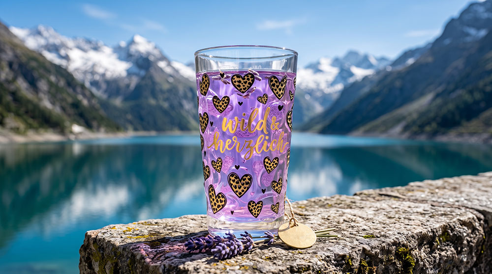 Dubbeglas mit Aufdruck wild & herzlich