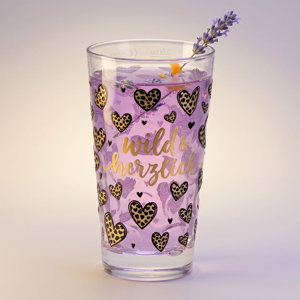 Dubbeglas mit Aufdruck wild & herzlich