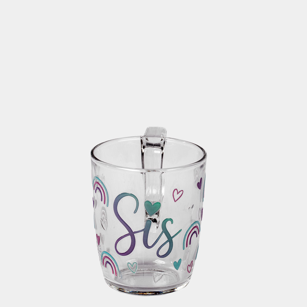 Glastasse mit Dekor "Sis"