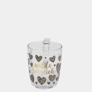 Glastasse mit Dekor "wild & herzlich"